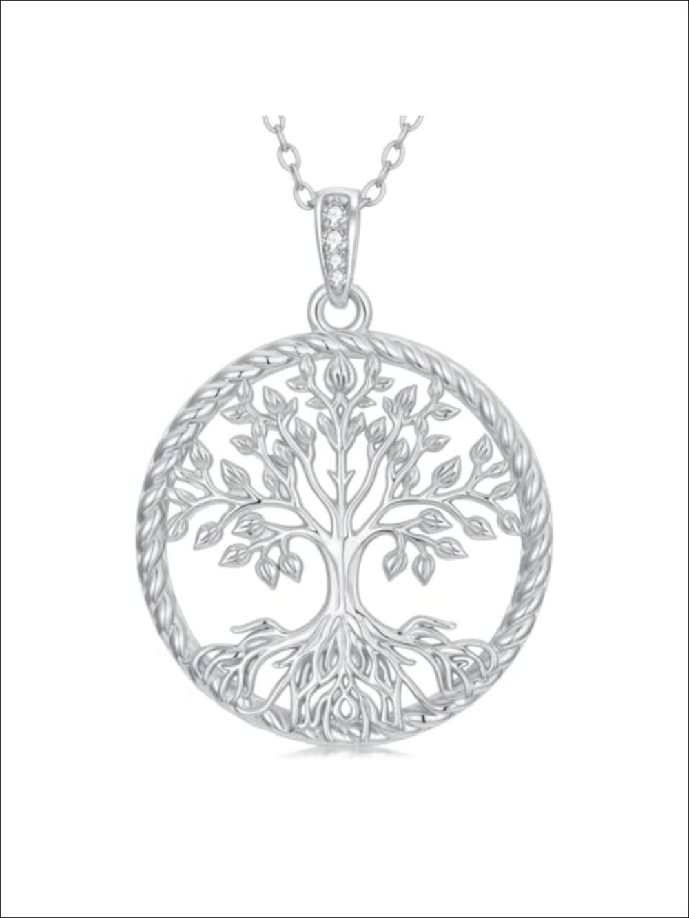 925 Sterling Silver Tree of Life Pendant Necklace Moissanite Women Gift
